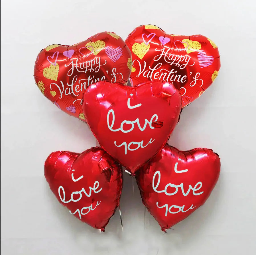 5pcs 18inch Red I Love You Heart Foil Balloon Happy Valentines Day