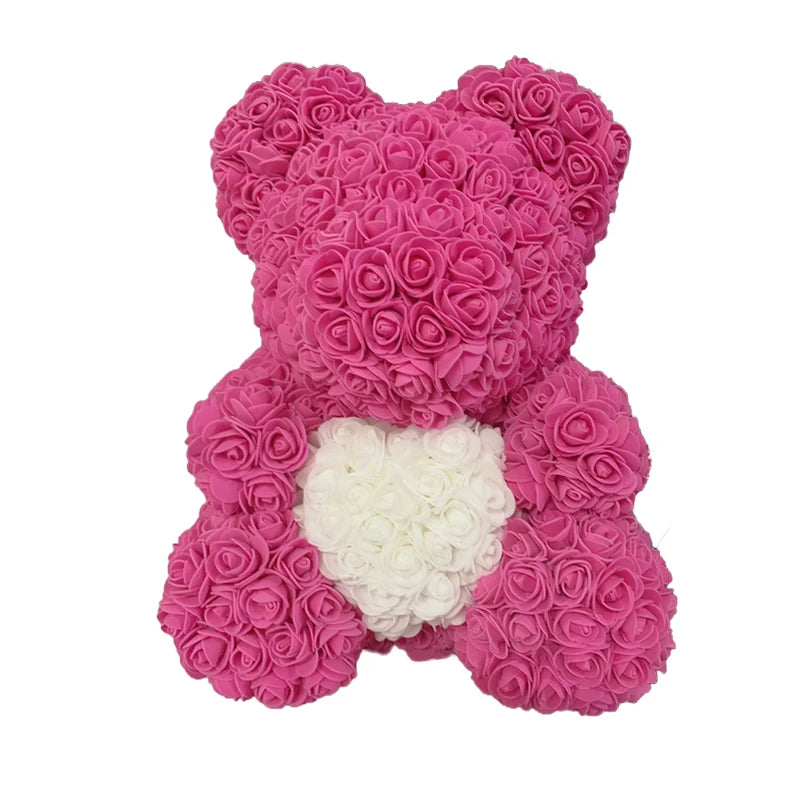 Red Rose Bear 40cm Bear Of Roses Artificial Flower Rose Teddy Bear For Women Valentine's Day