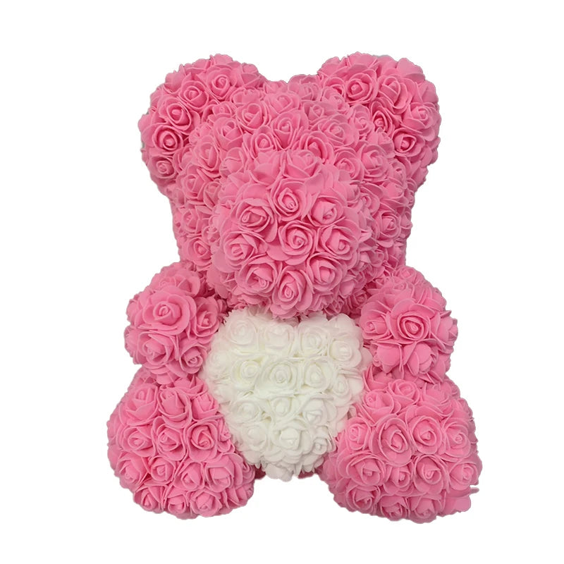 Red Rose Bear 40cm Bear Of Roses Artificial Flower Rose Teddy Bear For Women Valentine's Day