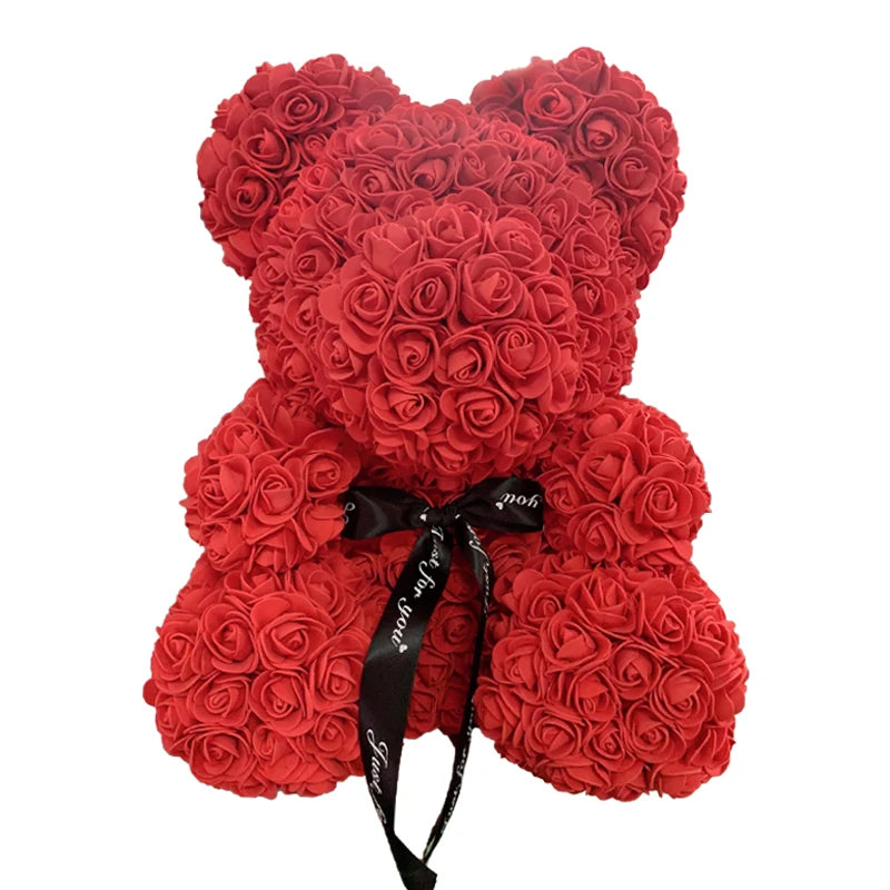 Red Rose Bear 40cm Bear Of Roses Artificial Flower Rose Teddy Bear For Women Valentine's Day