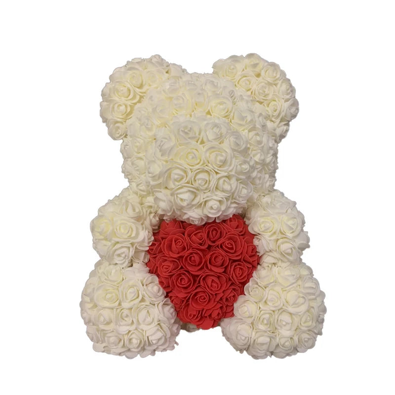 Red Rose Bear 40cm Bear Of Roses Artificial Flower Rose Teddy Bear For Women Valentine's Day