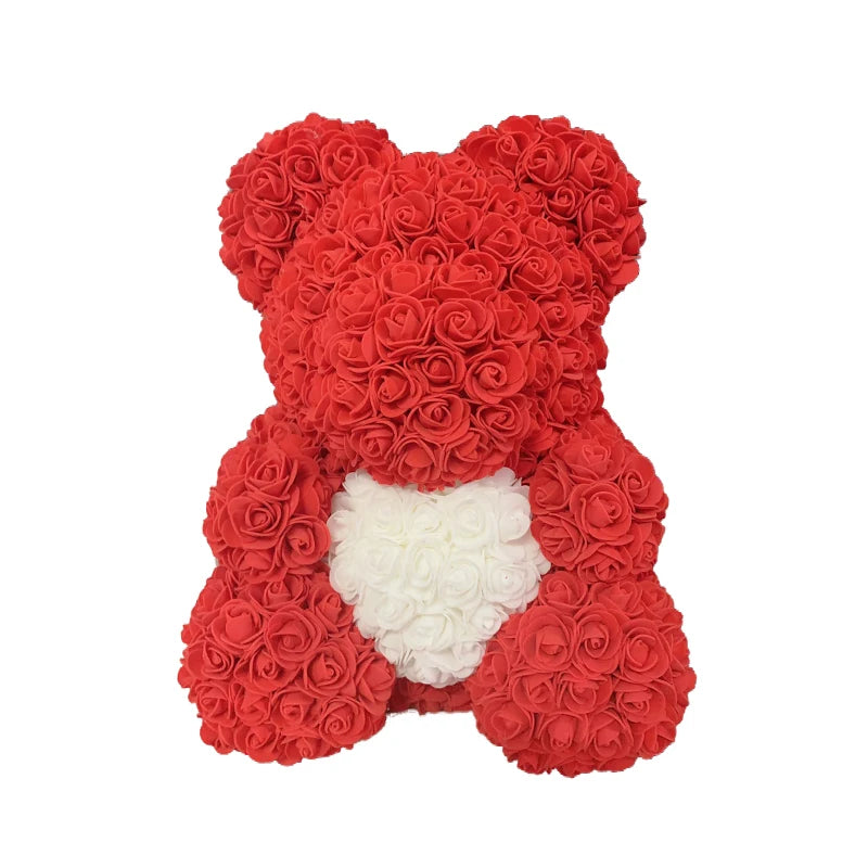 Red Rose Bear 40cm Bear Of Roses Artificial Flower Rose Teddy Bear For Women Valentine's Day