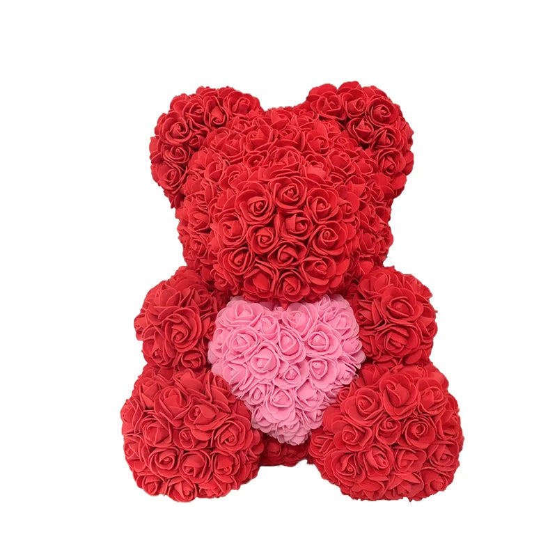 Red Rose Bear 40cm Bear Of Roses Artificial Flower Rose Teddy Bear For Women Valentine's Day