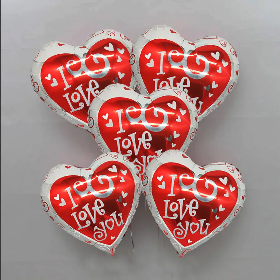 5pcs 18inch Red I Love You Heart Foil Balloon Happy Valentines Day