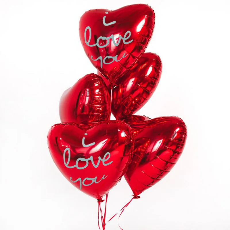 5pcs 18inch Red I Love You Heart Foil Balloon Happy Valentines Day