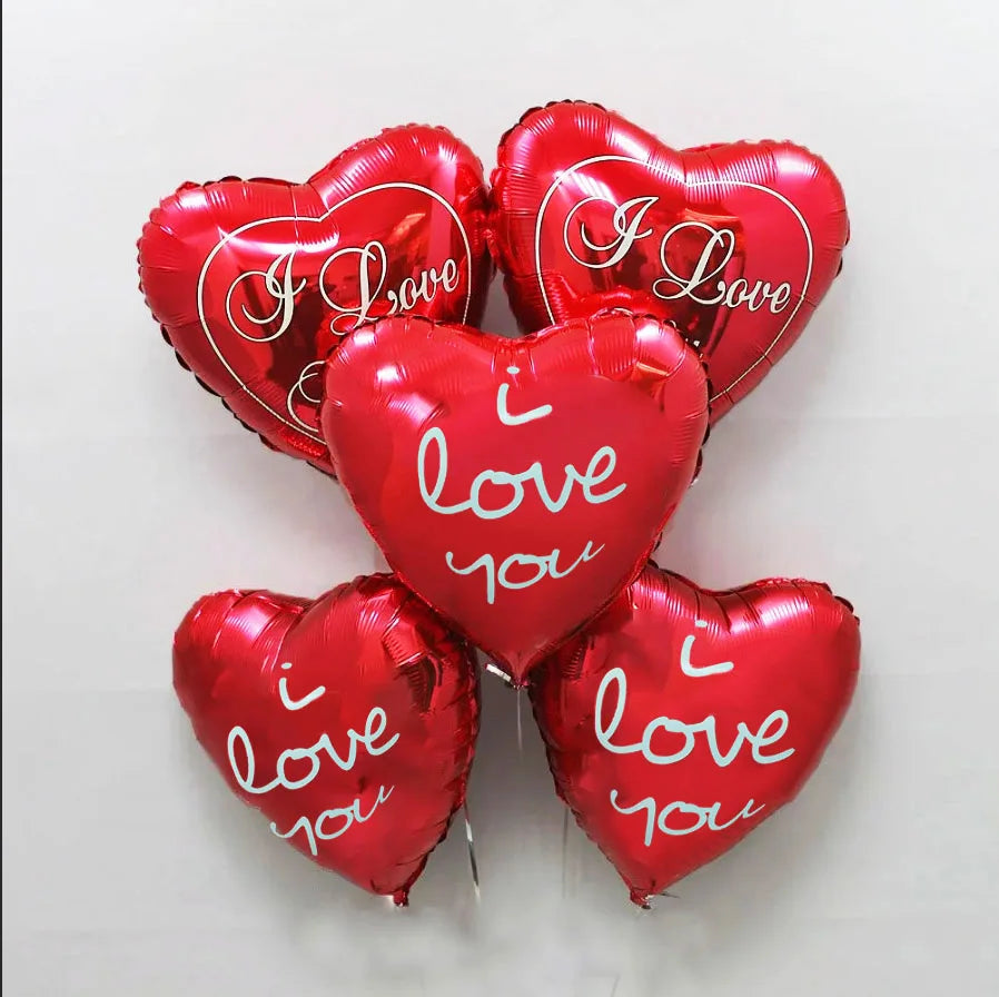 5pcs 18inch Red I Love You Heart Foil Balloon Happy Valentines Day