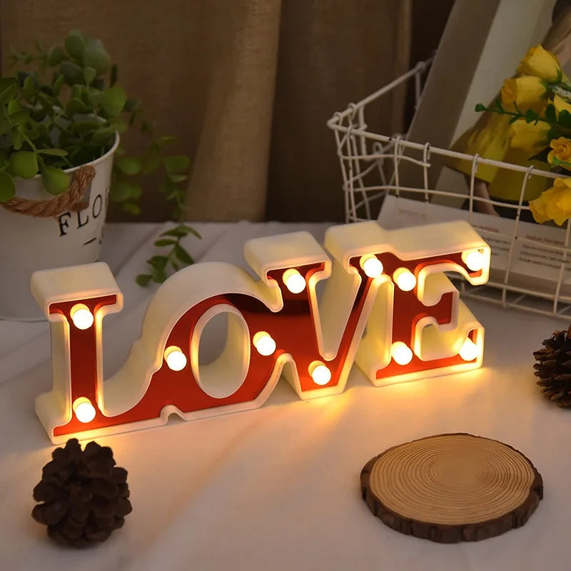 Neon Love Alphabet Lights Romantic Love Shape Night Light Valentine's Day