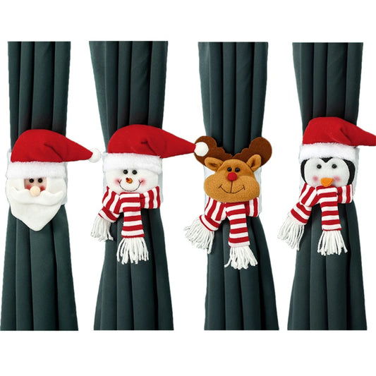 2025 Christmas Cartoon Curtain Clasp Penguin Santa Claus Snowman Elk Holder