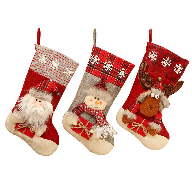 1pc Christmas Santa & Snowman & Reindeer Stocking Ornament