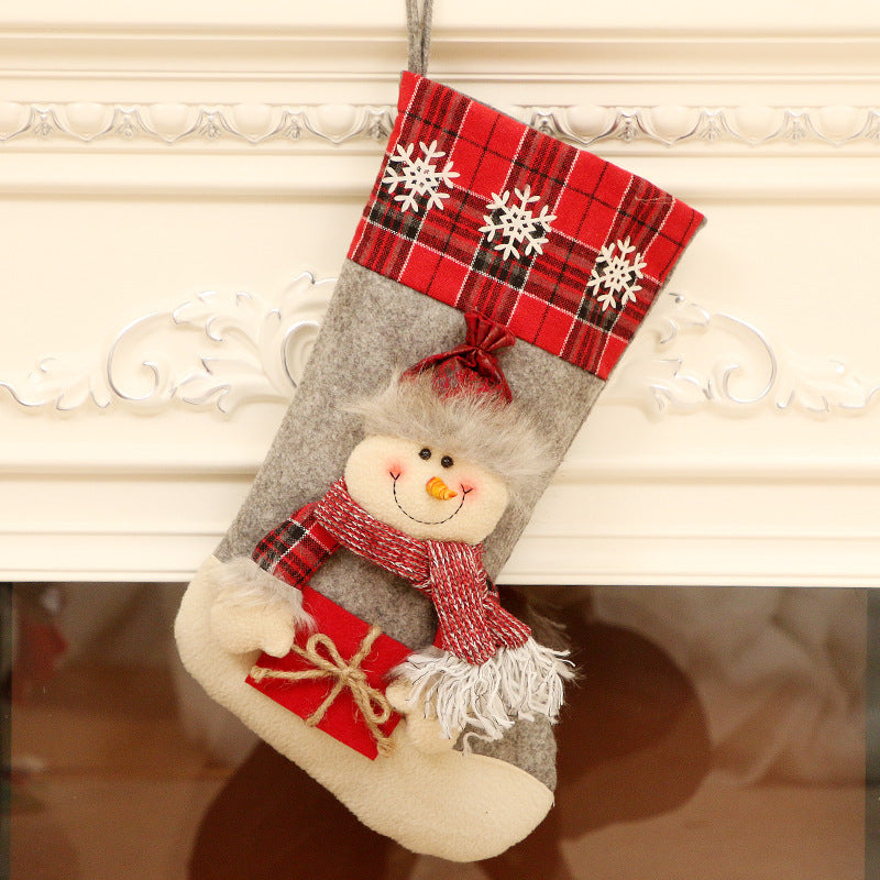 1pc Christmas Santa & Snowman & Reindeer Stocking Ornament