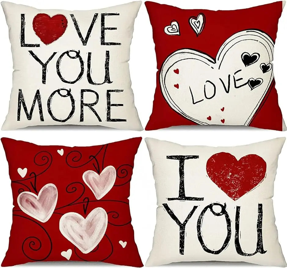 Valentine's Day Pillowcase Red Heart Love You