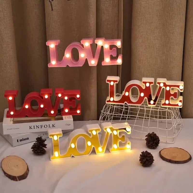 Neon Love Alphabet Lights Romantic Love Shape Night Light Valentine's Day