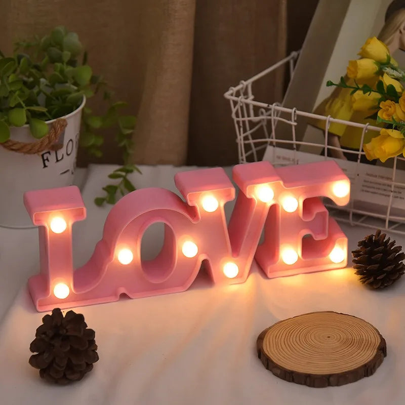 Neon Love Alphabet Lights Romantic Love Shape Night Light Valentine's Day