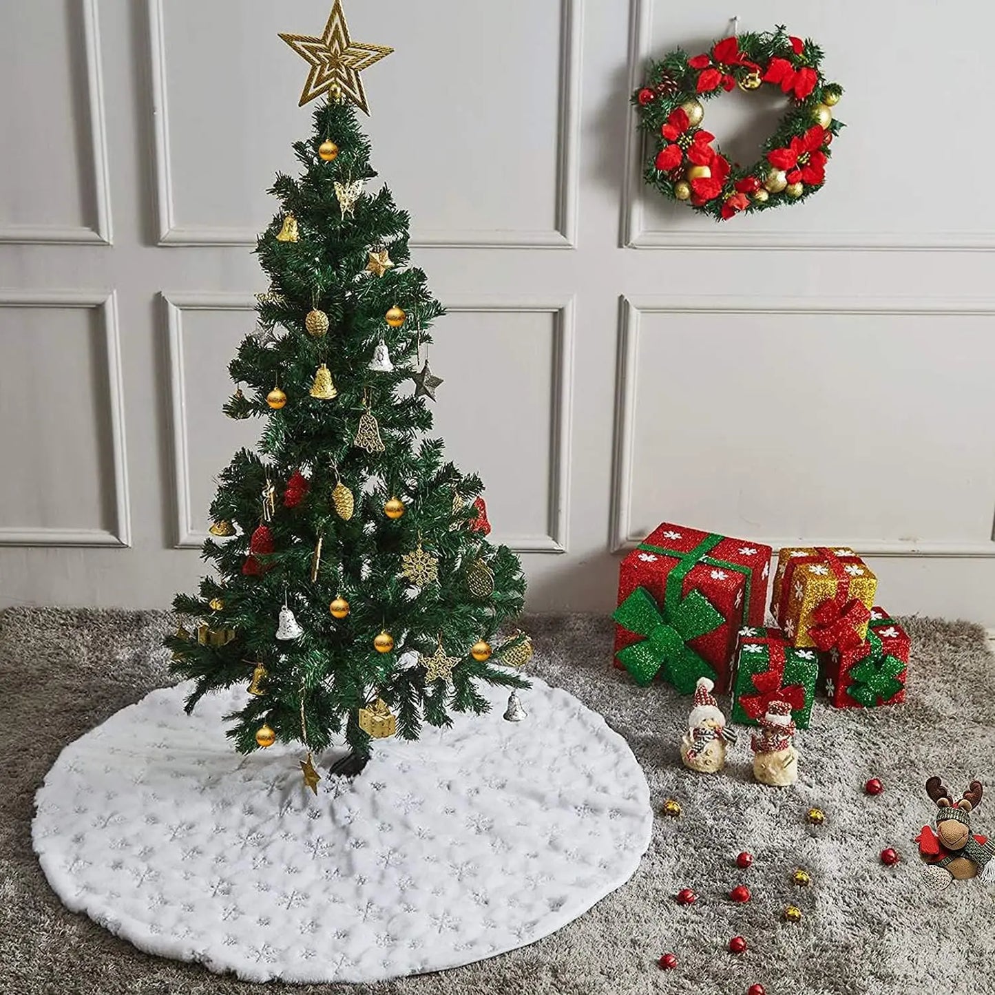 78/90/122 CM Christmas Tree Skirt White