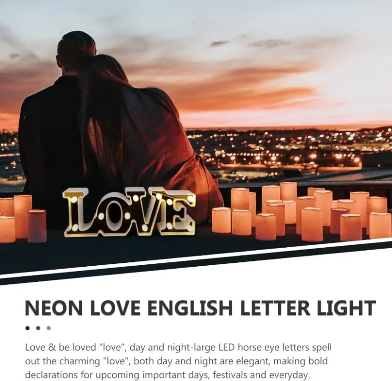 Neon Love Alphabet Lights Romantic Love Shape Night Light Valentine's Day