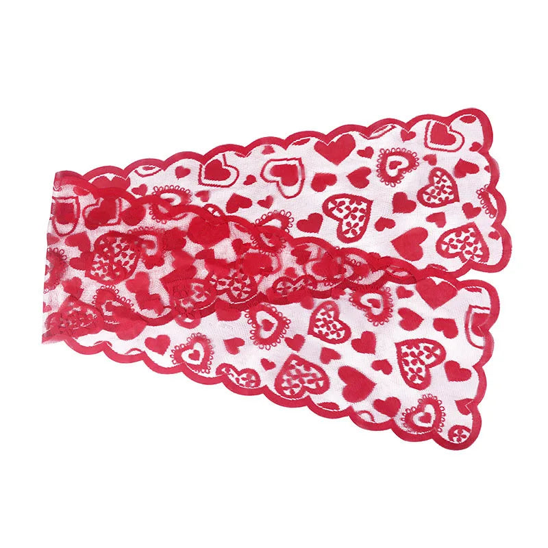 Valentines Day Decoration 72x13inch Red Heart Lace Table Runner Placemats