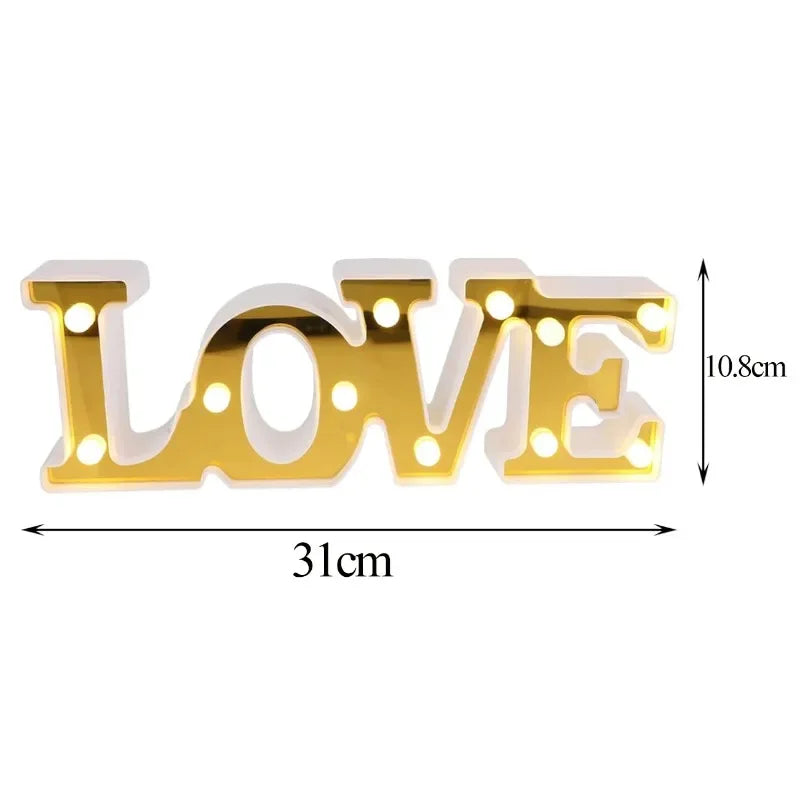 Neon Love Alphabet Lights Romantic Love Shape Night Light Valentine's Day