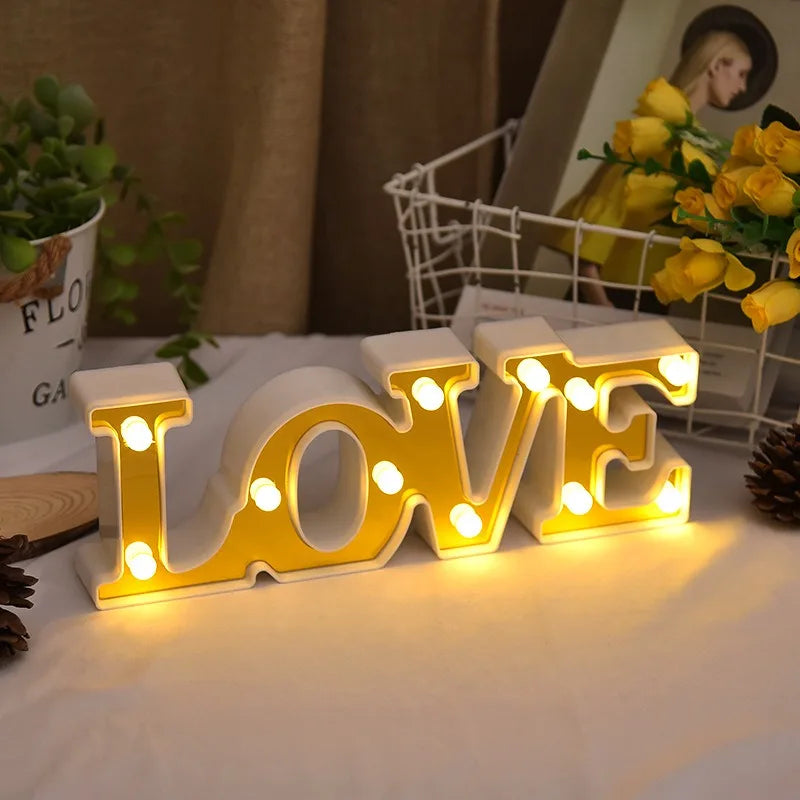 Neon Love Alphabet Lights Romantic Love Shape Night Light Valentine's Day