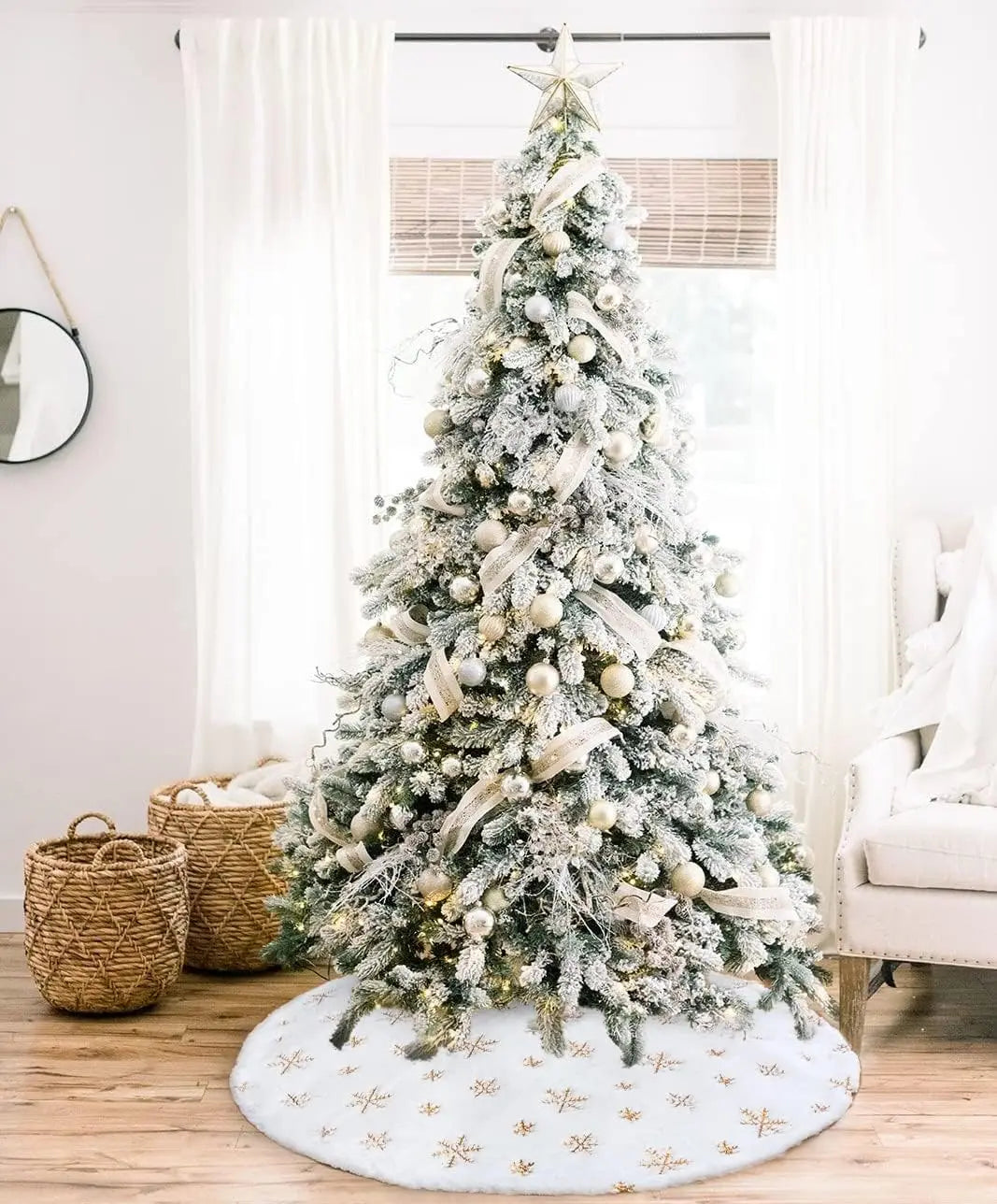 78/90/122 CM Christmas Tree Skirt White