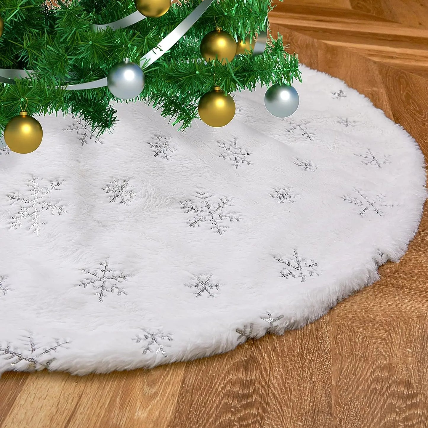 78/90/122 CM Christmas Tree Skirt White